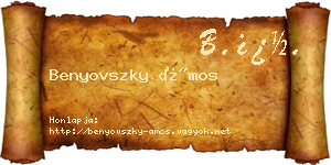 Benyovszky Ámos névjegykártya